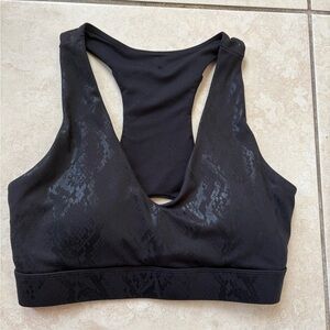 Fabletics Black Patterned Sports Bra